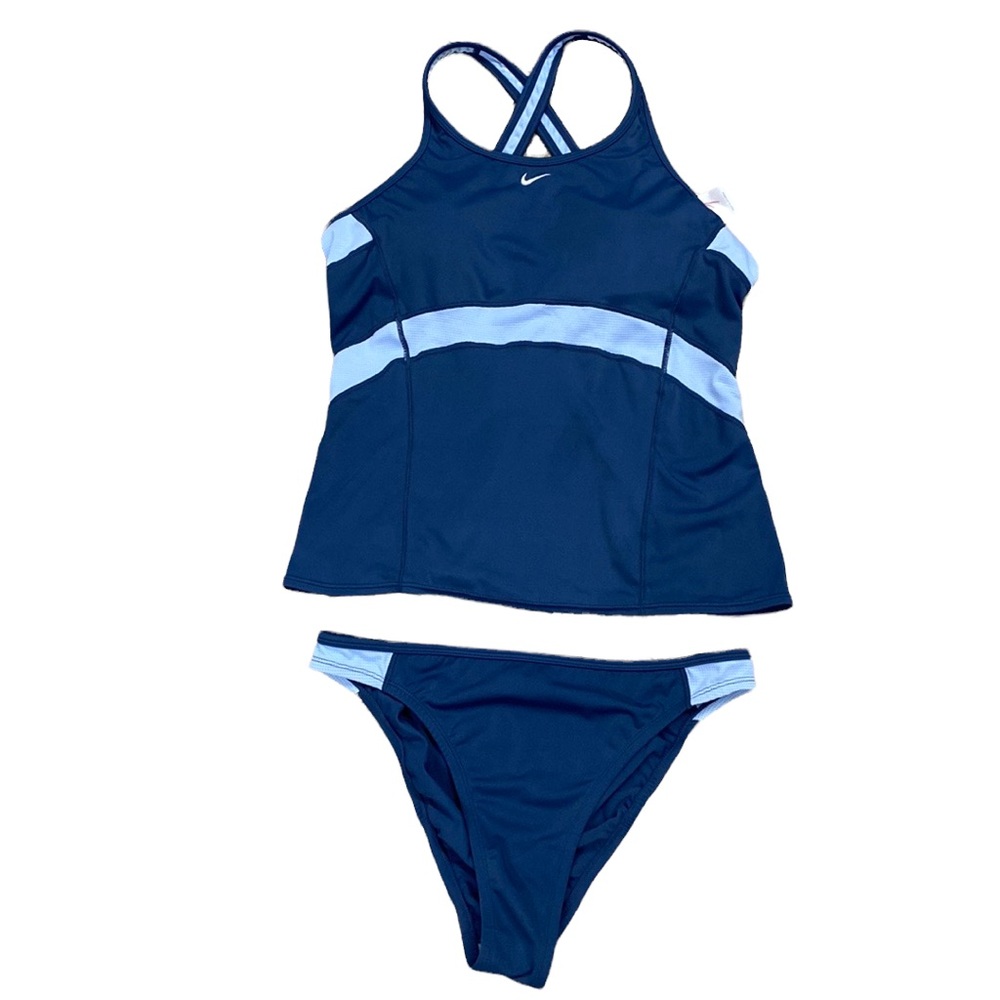 NIKE Women’s 2 Two Piece Tankini Set, Two Tone Blue